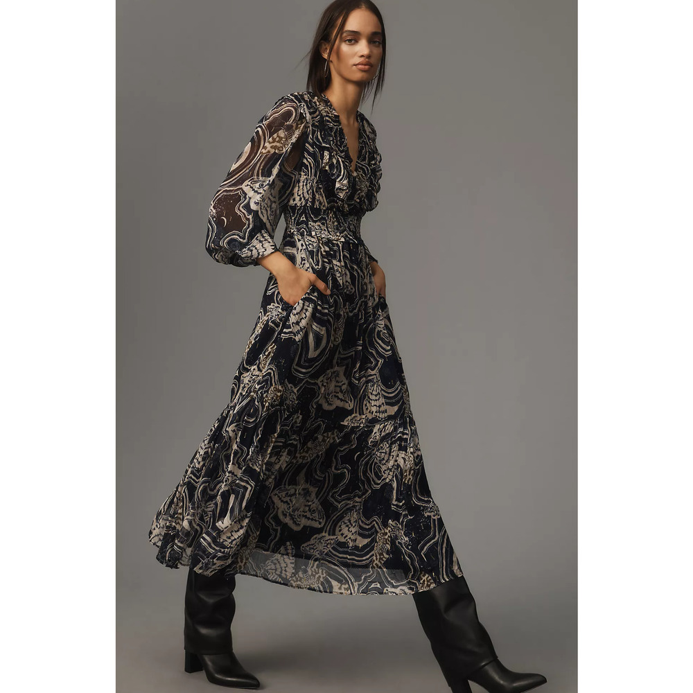 NWT Anthropologie Printer Johnson Midi Dress - XSP